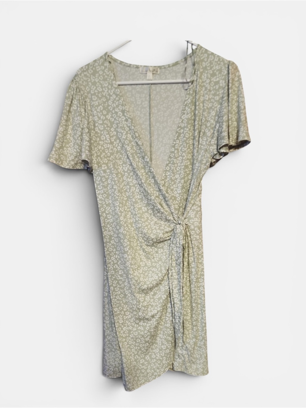 nine britton Sage Green Floral Midi Wrap Dress Size Large
